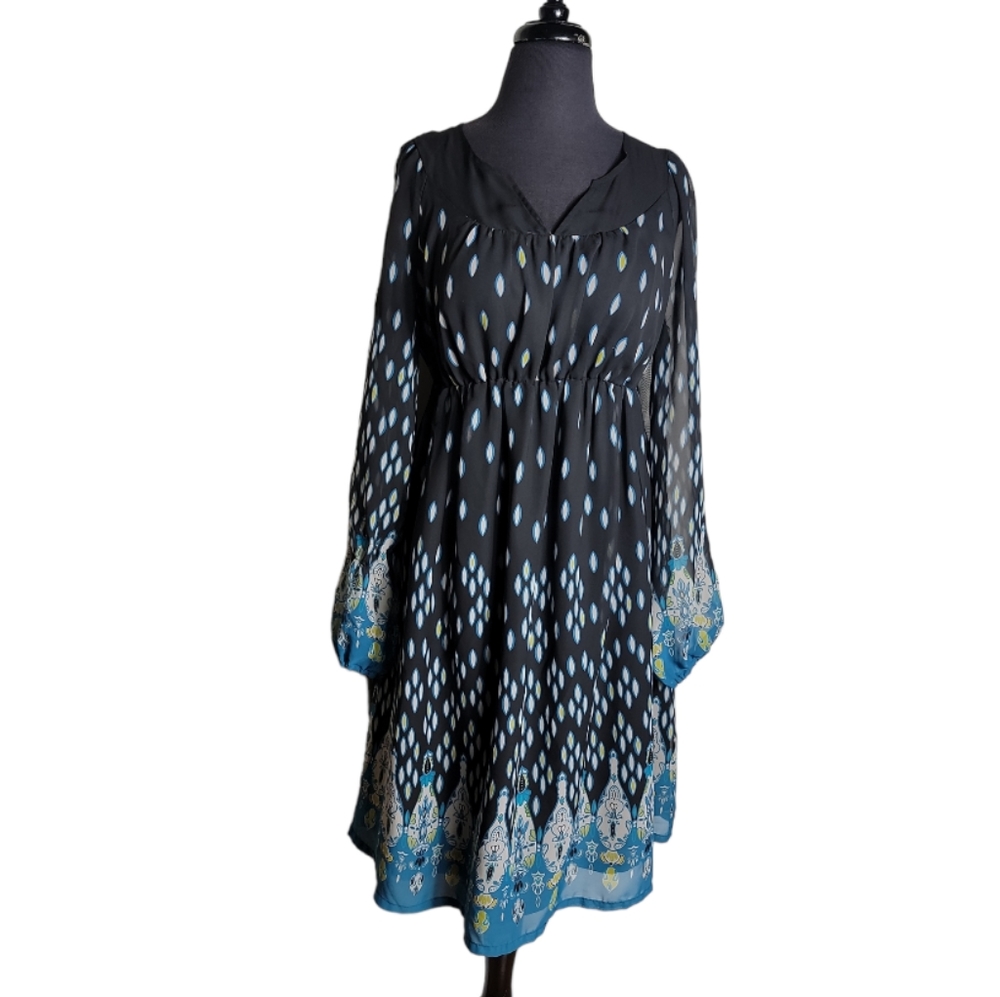 Liz Lange Target maternity chiffon paisley print long sleeve dress size medium
